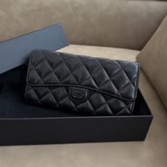 CHANEL マトラッセ ソーブラック ラムスキン 長財布 二つ折り - メルカリ
