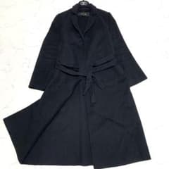 Drawer ドゥロワー ロングコート ベルト カシミヤ混 Aライン ブラック Drawer ドゥロワー ロングコート ベルト カシミヤ混 Aライン ブラック