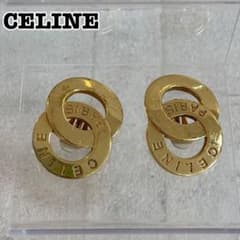 【人気】セリーヌ☆CELINEロゴ　刻印 ゴールド ビックフープイヤリング783