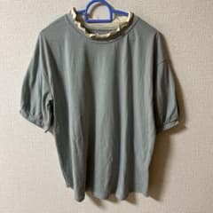 半袖シャツ ひらひら 二枚重ね風 ライトグレー 水色 白