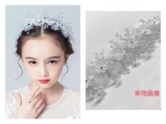 フラワーキッズ カチューシャ 子供  女の子 リボン リングガール フラ花冠のサムネイル