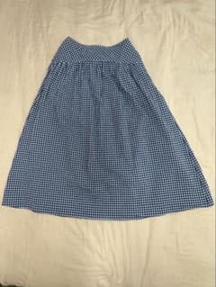 UNIQLO ギンガムチェック フレアスカート ブルー Mのサムネイル