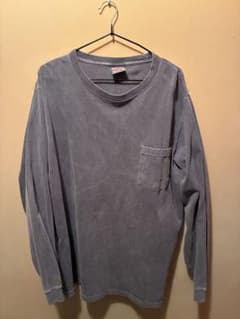 Goodwear 長袖 ポケットTシャツ USA製 XL グレー パープルのサムネイル