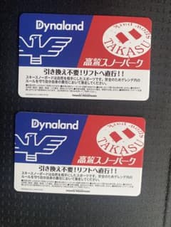 高鷲スノーパーク　ダイナランド　リフト券　2枚のサムネイル