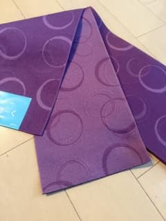 ふりーく YUKATA OBI 半幅帯 紫 サークル柄のサムネイル
