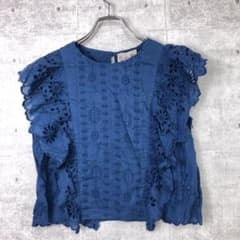 新品Sea New York コットンレース フリルブラウス ブルー サイズ2
