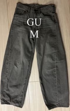 GU ジーユー ワイドフィット デニムパンツ M ウォッシュブラックのサムネイル
