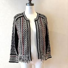 オスカーデラレンタ ニット フリンジ ジャケット カーディガン 美品 