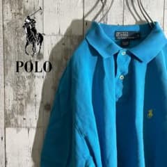 RALPH LAUREN 90s ポロシャツ 水色黄色 刺繍 Lのサムネイル