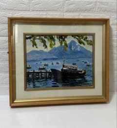 中埜渡信弘 船 油彩画 北海道 【支笏湖】サイン入り - メルカリ