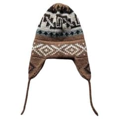 90s MADE IN PERU 耳当て ニット帽 ビーニー 総柄