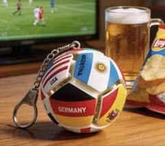 Button Decompression Ball サッカー キーホルダーのサムネイル