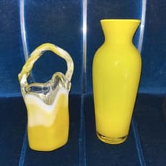 ビンテージ フラワーベース 2個セット 花瓶 昭和レトロ ポップ ガラス