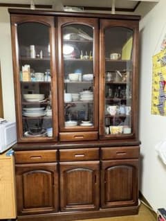 木製 食器棚 ガラス戸付き アンティーク調 高さ197cm（たのメル便送料込み） 木製 食器棚 ガラス戸付き アンティーク調 高さ197cm（たのメル便送料