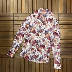 TORNADO MART M 長袖 花柄 ワインレッド シワ加工 未使用タグ付 TORNADO MART M 長袖 花柄 ワインレッド シワ加工 未使用タグ付