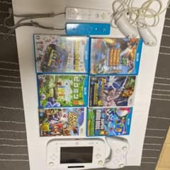 WiiU 本体、ソフト6枚、リモコン各種、充電器のサムネイル