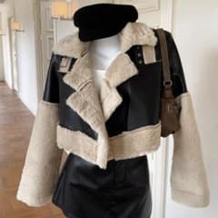 Fur-trimmed leather jacket