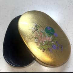 極美品】漆器 金彩 花柄 楕円形 昭和レトロ 小物入れ 菓子器 希少