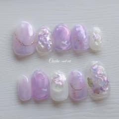 No.344 ネイルチップ ニュアンス キラキラ うるうる ちゅるん シェル