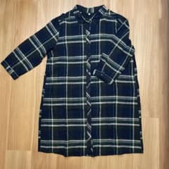 チェック柄 シャツワンピース ネイビー系のサムネイル