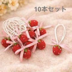 ハンドメイド 業務用 ペットトリミングリボン チョーカー いちご 10本