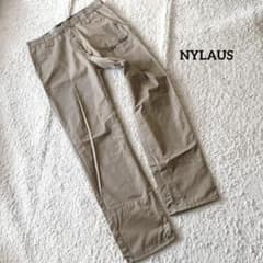 NYLAUS カジュアルパンツ W82 メンズ ロゴ刺繍 ベージュ