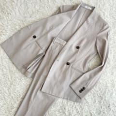 美品】プラステ セットアップ パンツスーツ リネン ダブル ベージュ XS