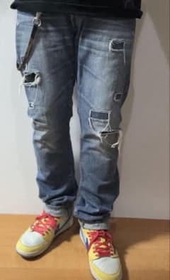 着画HYSTERIC GLAMOUR小窓デニムW34チェーンステッチキムタク着