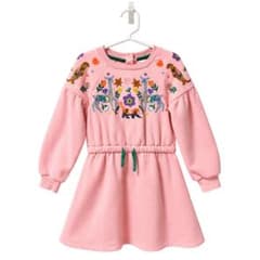 Boden 6Y 118cm エンブロイダリー スウェットワンピース ピンク