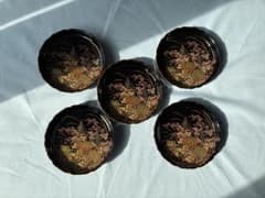 美品/有田焼】幸山窯 天目菊 中皿 5枚セット 金彩 伝統工芸 銘々皿