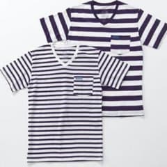 ボーダーVネックポケットTシャツのサムネイル