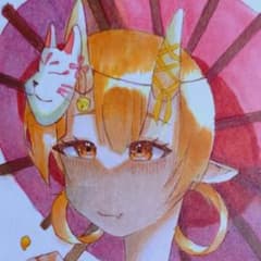 手描きイラスト 色紙 オリジナルキャラクター 和風 - メルカリ