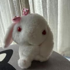 ぽてうさろっぴー マスコット ぬいぐるみ パールリボン　白のサムネイル