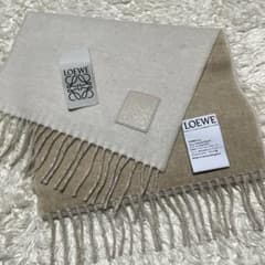 LOEWE ロエベ マフラー アナグラム レザーパッチ ウール カシミヤ 