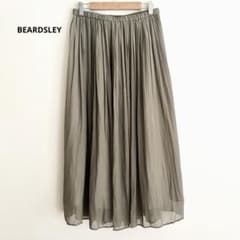定価1.87万 ビアズリー シワシフォンギャザースカート カーキ ウエスト