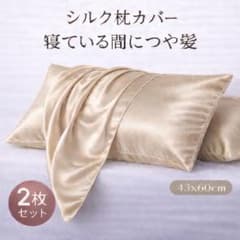 シルク枕カバー シャンパンゴールド 2枚セット 43×60cm 摩擦軽減 つや