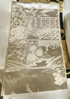 袋帯 シルバー系 庭園文様 和装のサムネイル
