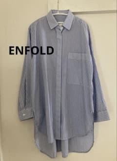 ENFOLD エンフォルド ビッグシャツ ストライプブルー 青 - メルカリ