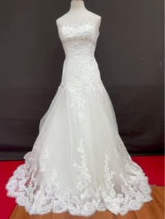 特別セール T-401-325中古ウエディングドレス☆オフホワイト7-11T