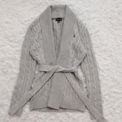 ラルフローレン ケーブル ショールカラー カーディガン 刺繍ポニー XS