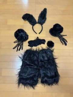 バニーガール コスプレ衣装 ファー ブラック 6点セットのサムネイル