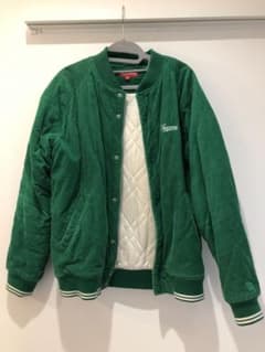 シュプリーム グリーン コーデュロイ キルティング スタジャン M