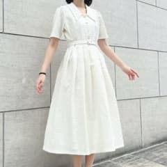 タイル風エンボス柄ワンピース/an another angelus白Ivoryのサムネイル