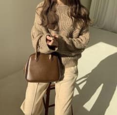 ☆本日セールamiur square leather hand bag ブラウンのサムネイル