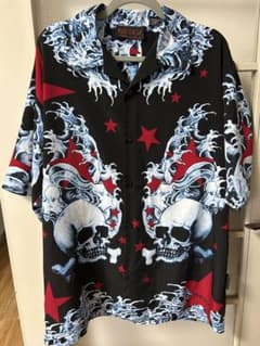 柄シャツ　ドクロのサムネイル