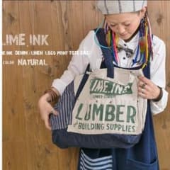 ライムインク♡リメイク加工デニム＆リネントートバッグのサムネイル