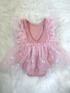 ベビードレス ピンク チュールワンピース 新生児 60サイズ 女の子のサムネイル