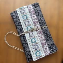 御朱印帳ケース インド刺繍×麻の葉柄 大判サイズ対応 ハンドメイドのサムネイル