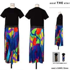 sacai × kaws ドッキングワンピース カウズコラボ マルチカラー系