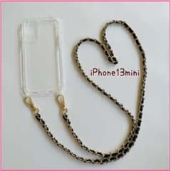 クリアスマホケース＆ゴールドチェーンストラップ♡iPhone13miniのサムネイル